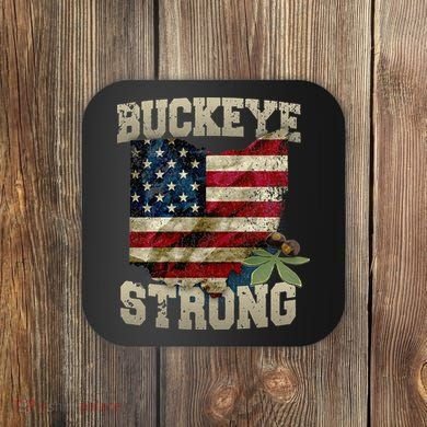 Ohio Buckeye Strong Ohio USA Flag Overlay Coaster