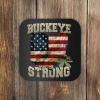 Ohio Buckeye Strong Ohio USA Flag Overlay Coaster thumb 0