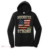 Ohio Buckeye Strong Ohio USA Flag Overlay Women's Hoodie thumb 0