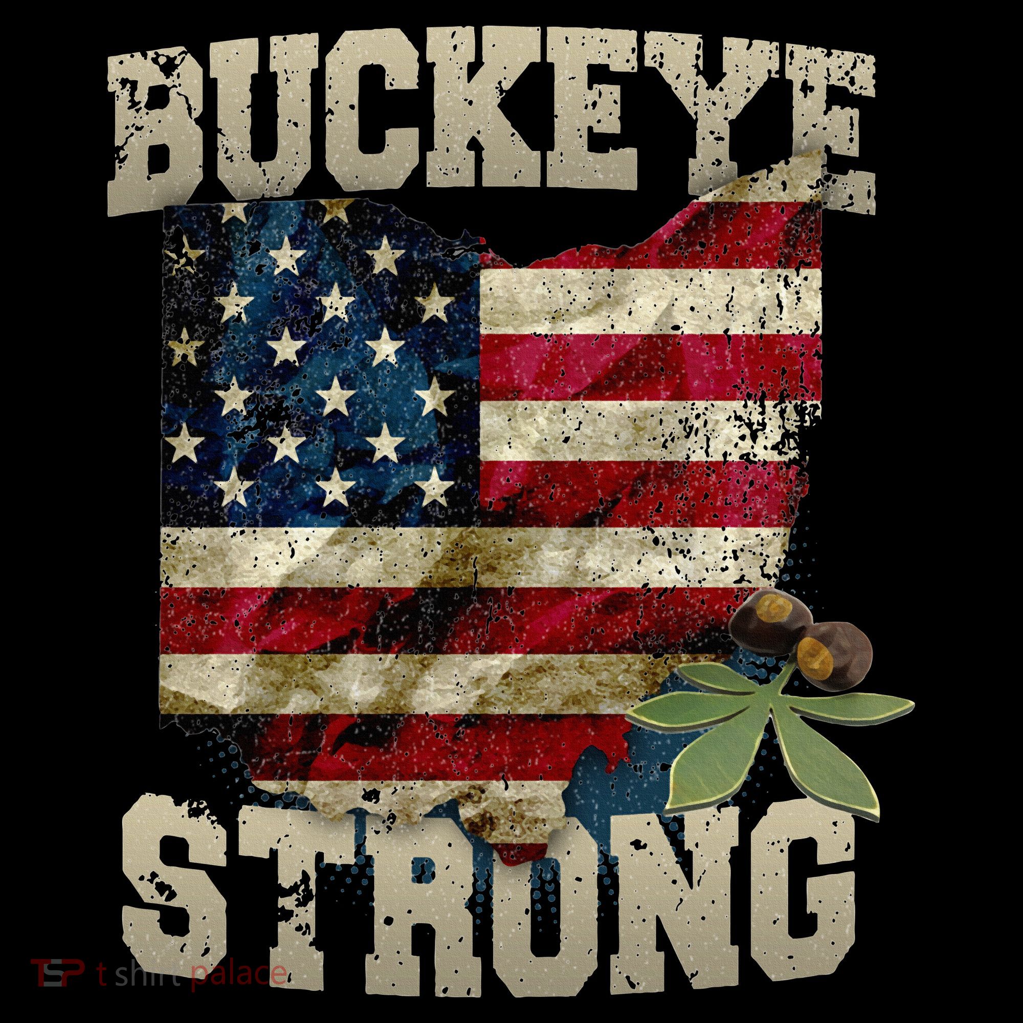 Ohio Buckeye Strong Ohio USA Flag Overlay Women's Hoodie