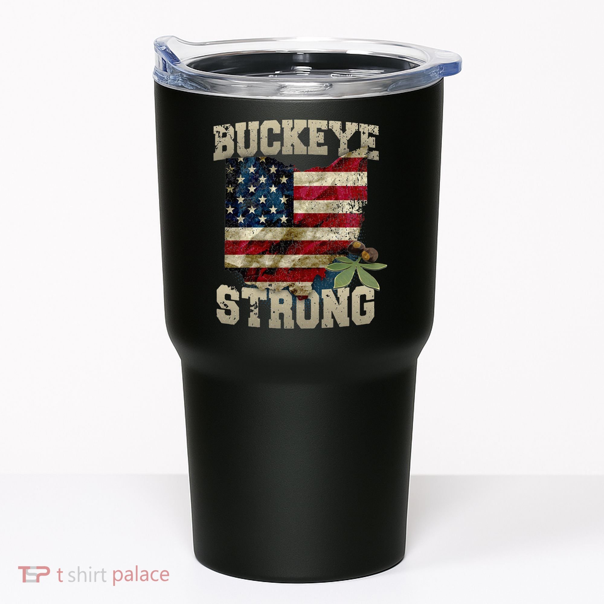 Ohio Buckeye Strong Ohio USA Flag Overlay Tumbler