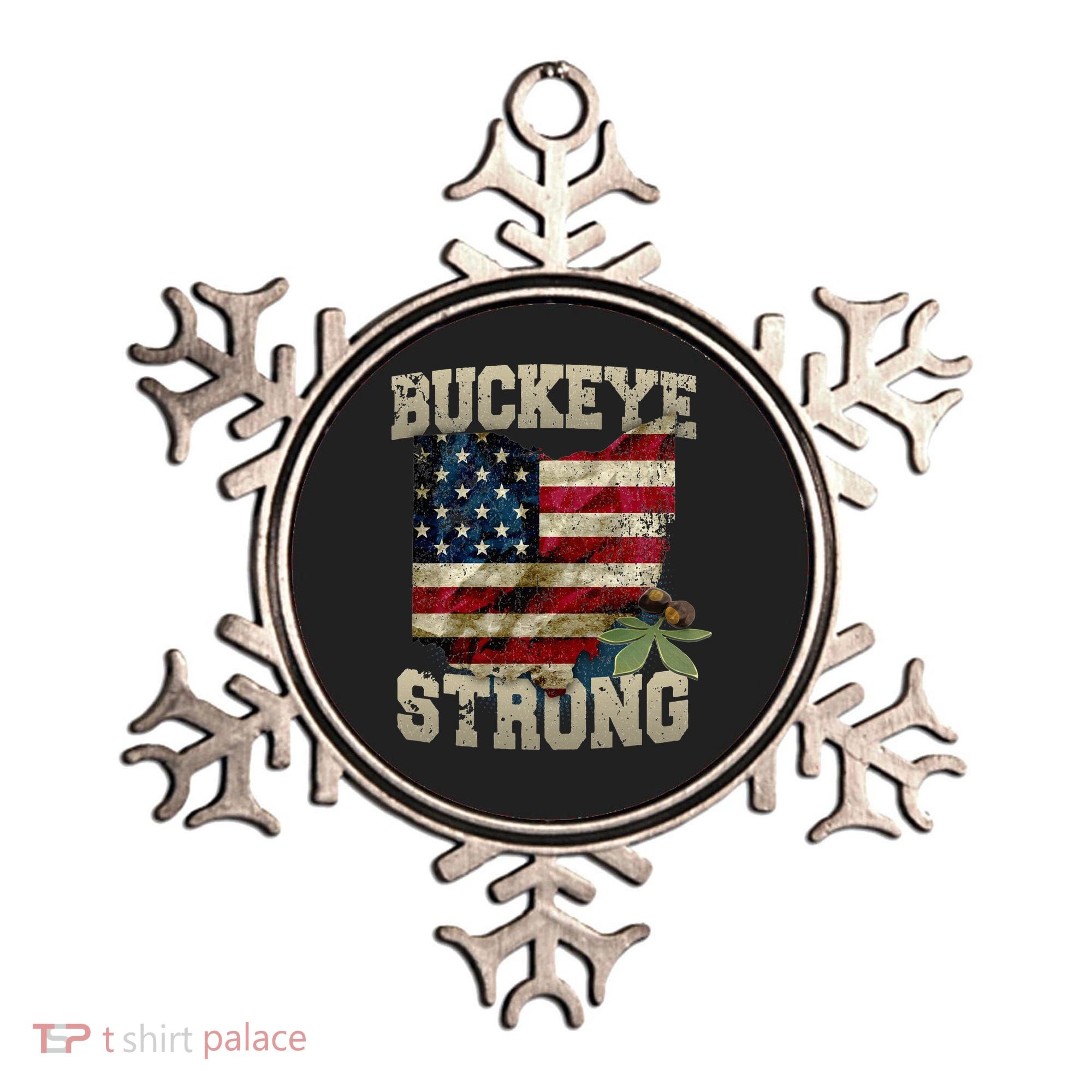 Ohio Buckeye Strong Ohio USA Flag Overlay Ornament