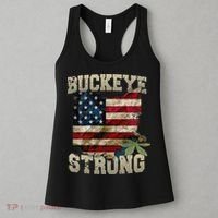 Ohio Buckeye Strong Ohio USA Flag Overlay Women's Tank Top thumb 3