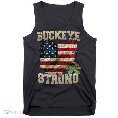 Ohio Buckeye Strong Ohio USA Flag Overlay Tank Top