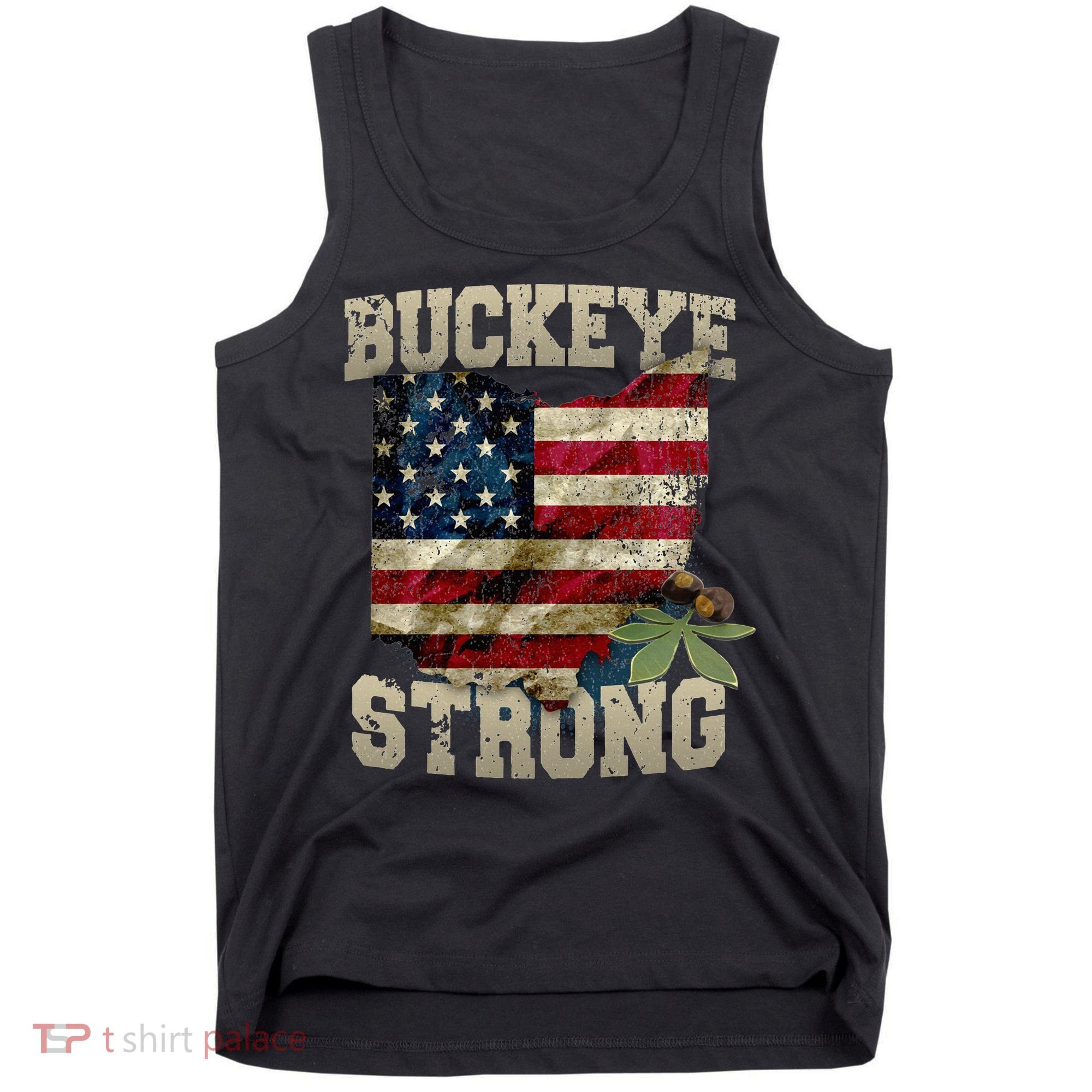 Ohio Buckeye Strong Ohio USA Flag Overlay Tank Top