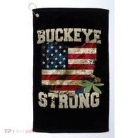 Ohio Buckeye Strong Ohio USA Flag Overlay Golf Towel thumb 0