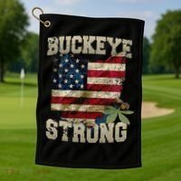 Ohio Buckeye Strong Ohio USA Flag Overlay Golf Towel thumb 1