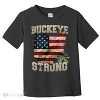 Ohio Buckeye Strong Ohio USA Flag Overlay Toddler T-Shirt thumb 0