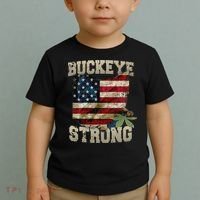 Ohio Buckeye Strong Ohio USA Flag Overlay Toddler T-Shirt thumb 2
