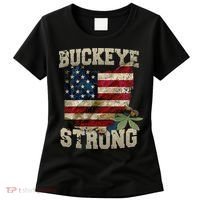 Ohio Buckeye Strong Ohio USA Flag Overlay Women's T-Shirt thumb 0