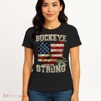 Ohio Buckeye Strong Ohio USA Flag Overlay Women's T-Shirt thumb 4