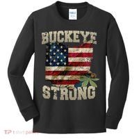 Ohio Buckeye Strong Ohio USA Flag Overlay Kids Long Sleeve Shirt thumb 0
