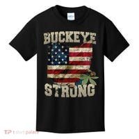 Ohio Buckeye Strong Ohio USA Flag Overlay Kids T-Shirt thumb 0