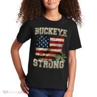 Ohio Buckeye Strong Ohio USA Flag Overlay Kids T-Shirt thumb 2