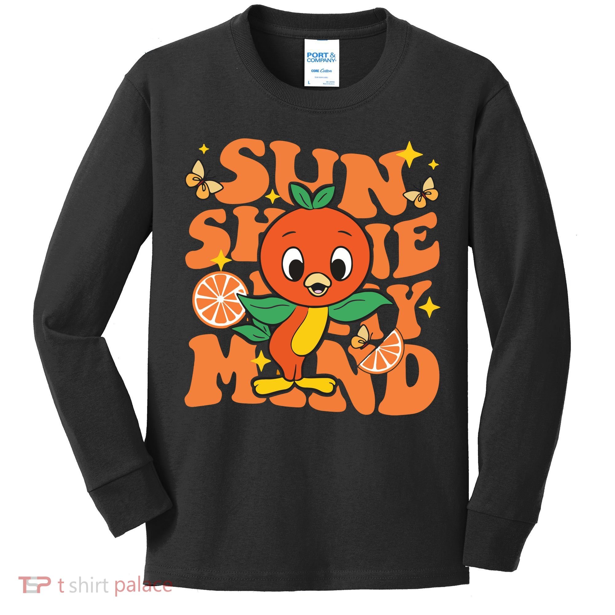 Orange Bird Sunshine Kids Long Sleeve Shirt