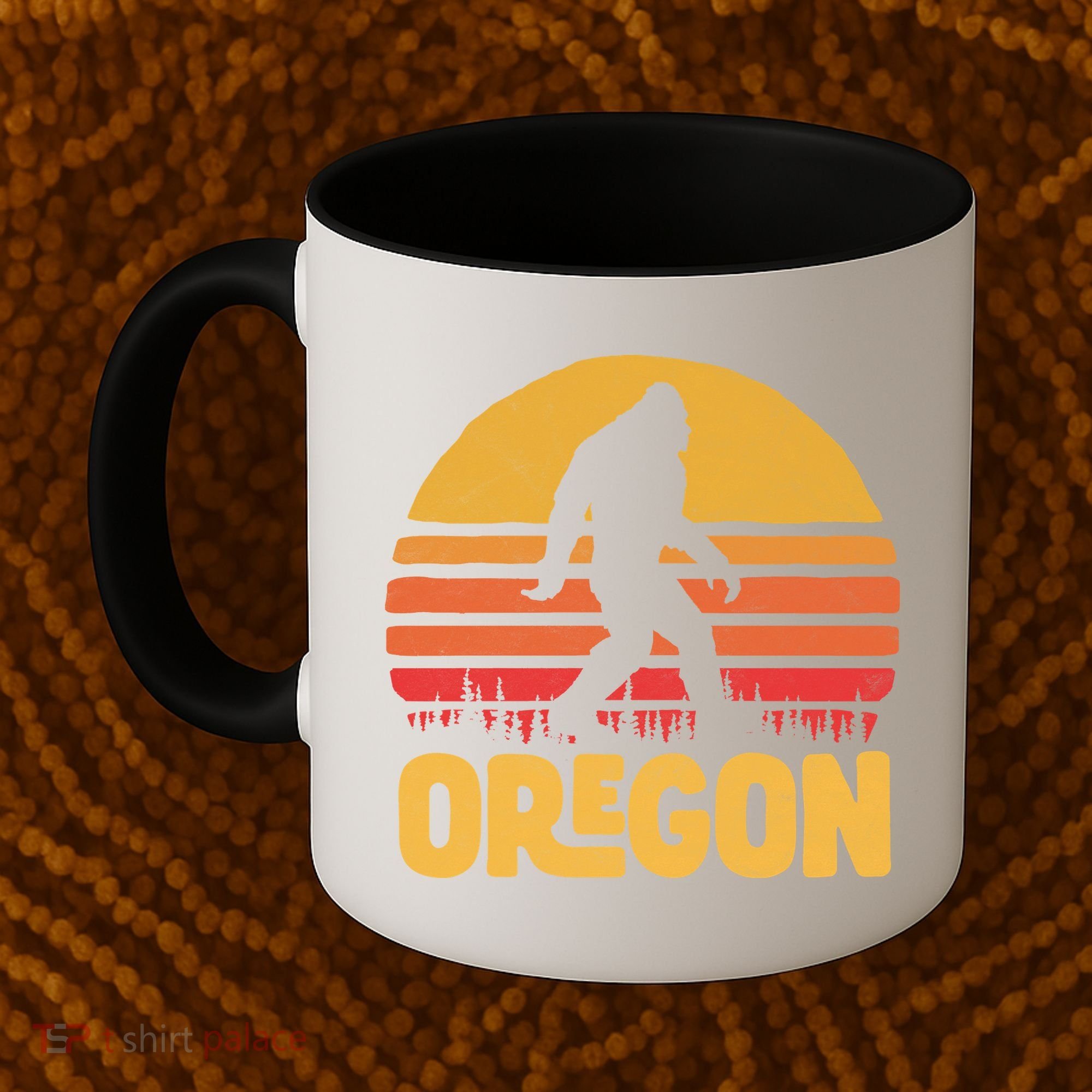 Oregon Bigfoot Sasquatch & Sun Coffee Mug