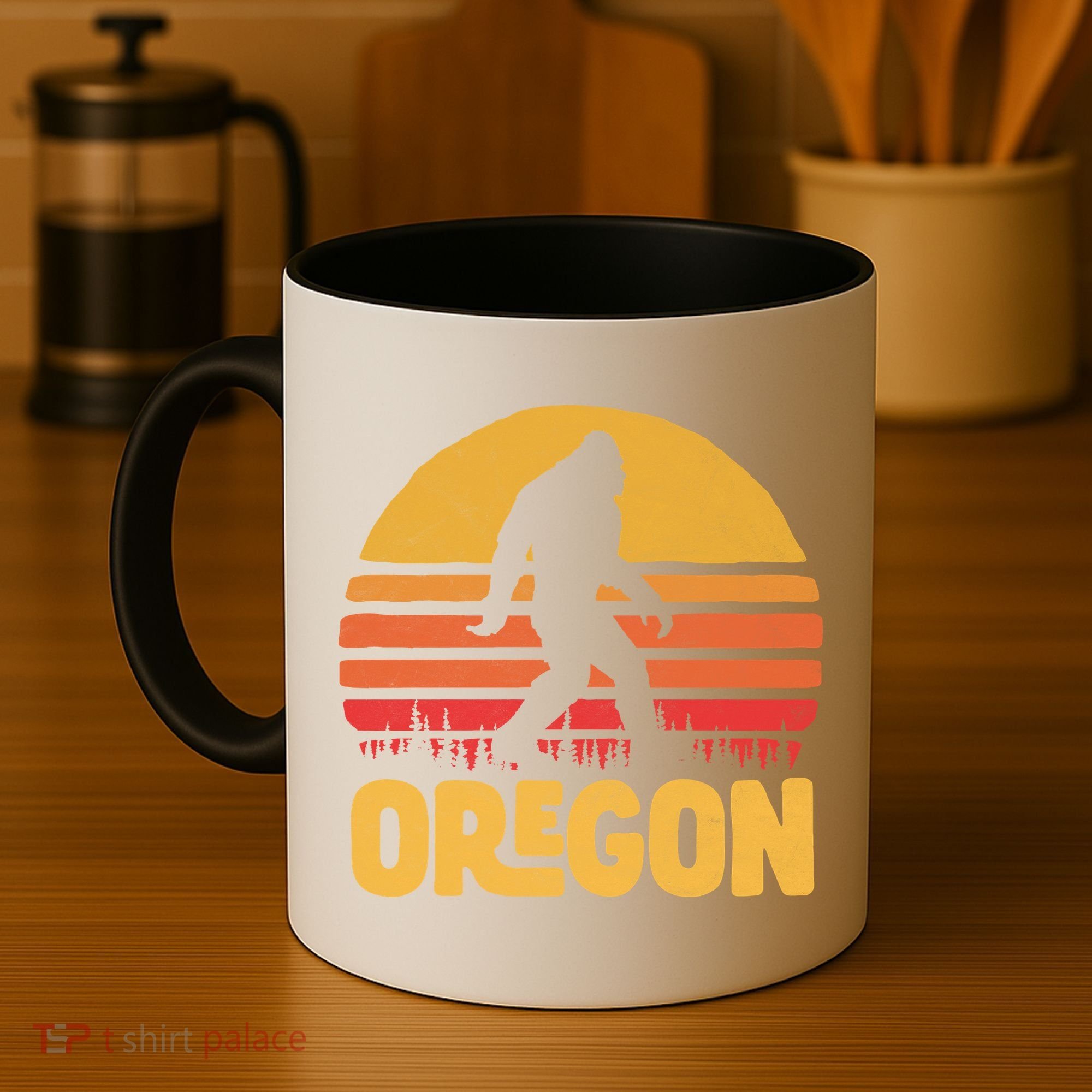 Oregon Bigfoot Sasquatch & Sun Coffee Mug