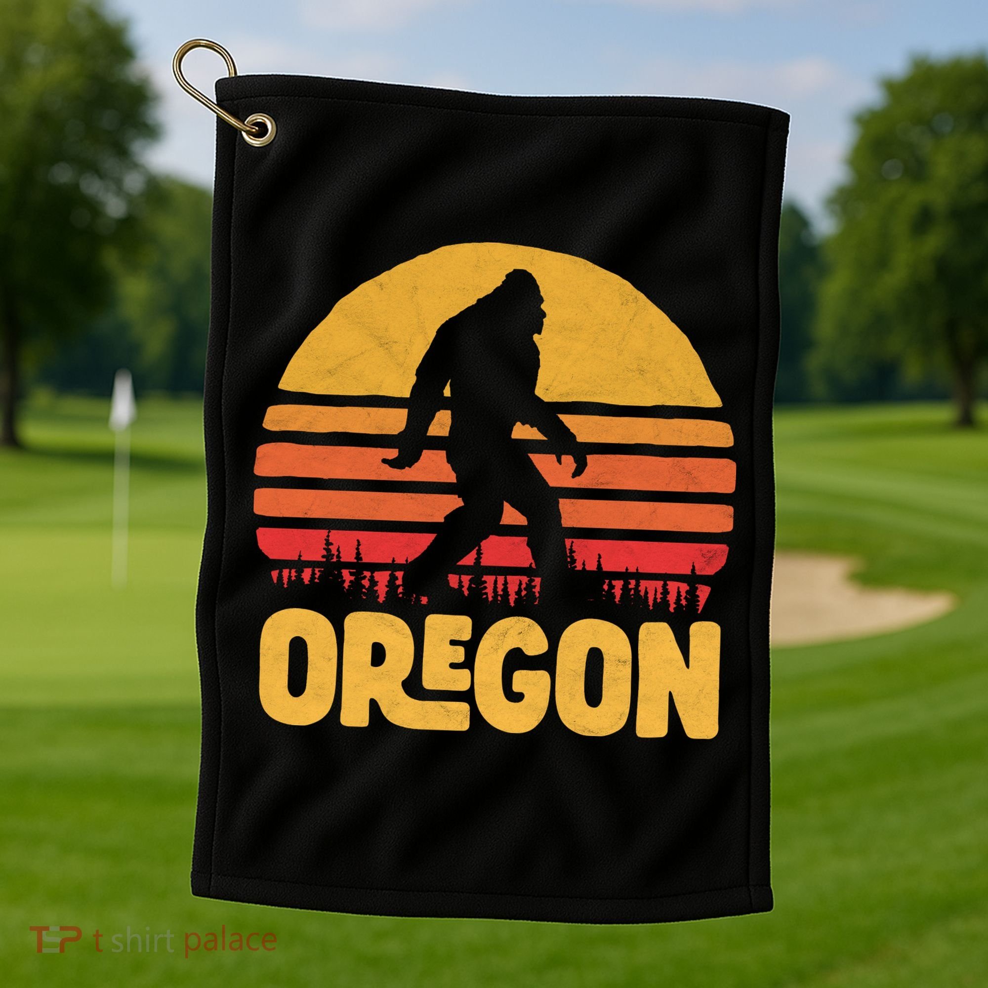 Oregon Bigfoot Sasquatch & Sun Golf Towel