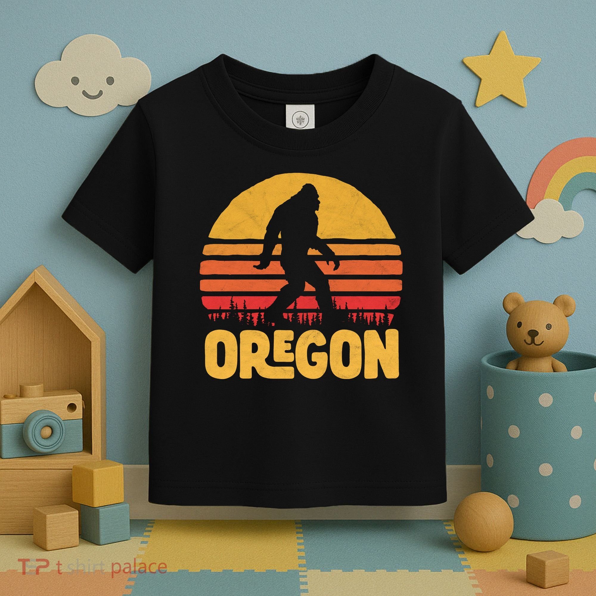 Oregon Bigfoot Sasquatch & Sun Toddler T-Shirt
