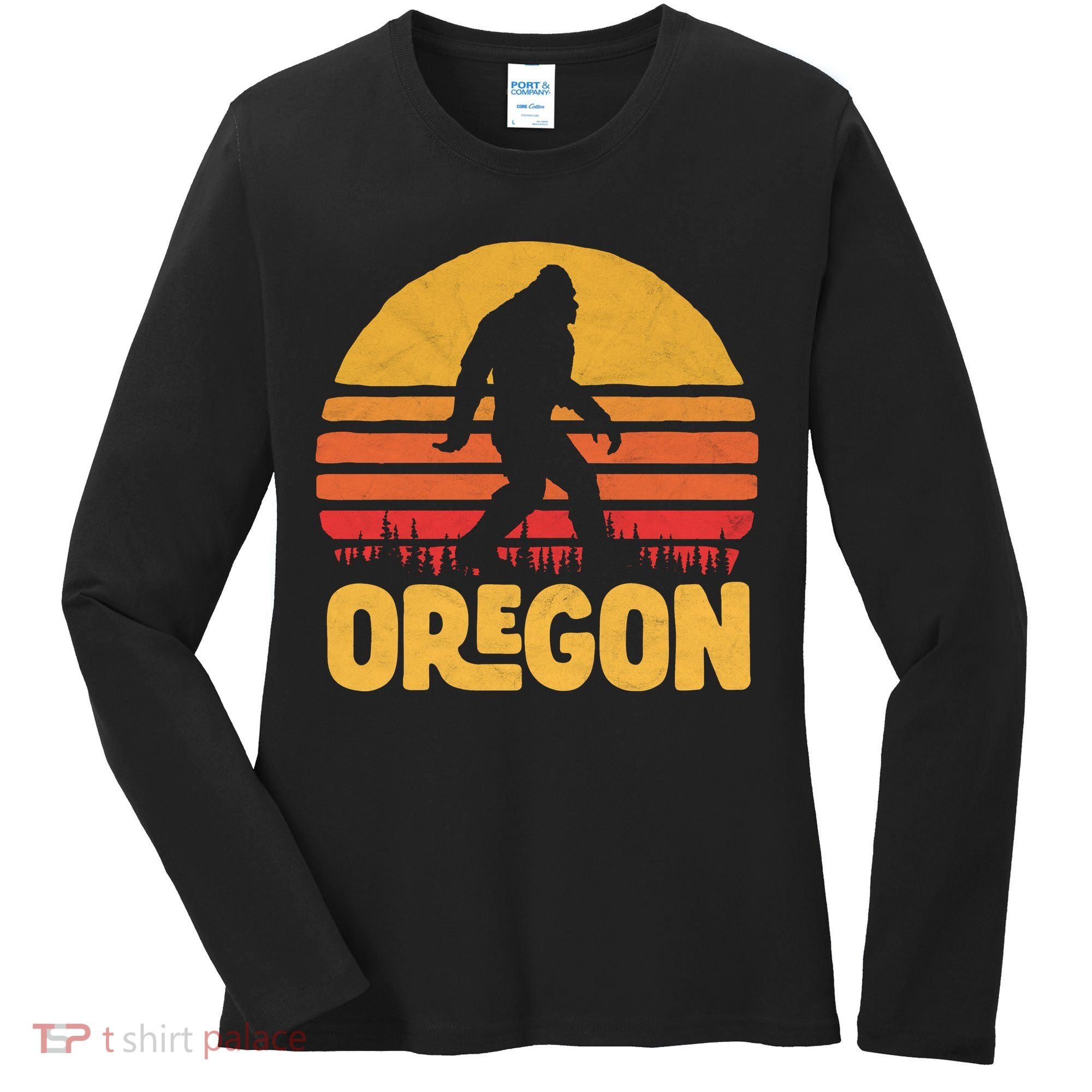 Oregon Bigfoot Sasquatch & Sun Women's Long Sleeve Shirt