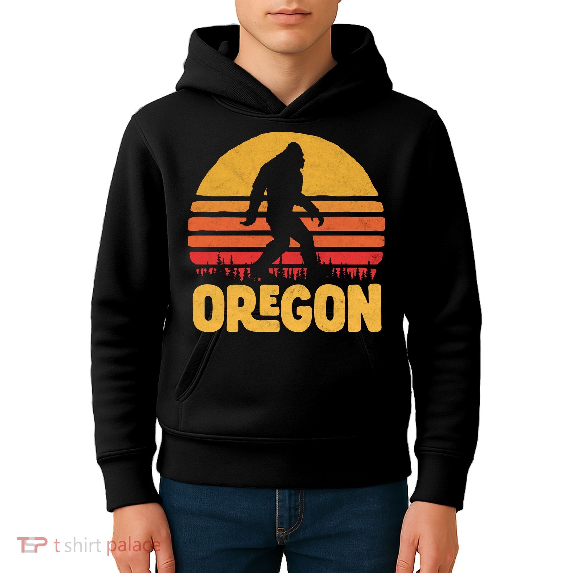 Oregon Bigfoot Sasquatch & Sun Kids Hoodie