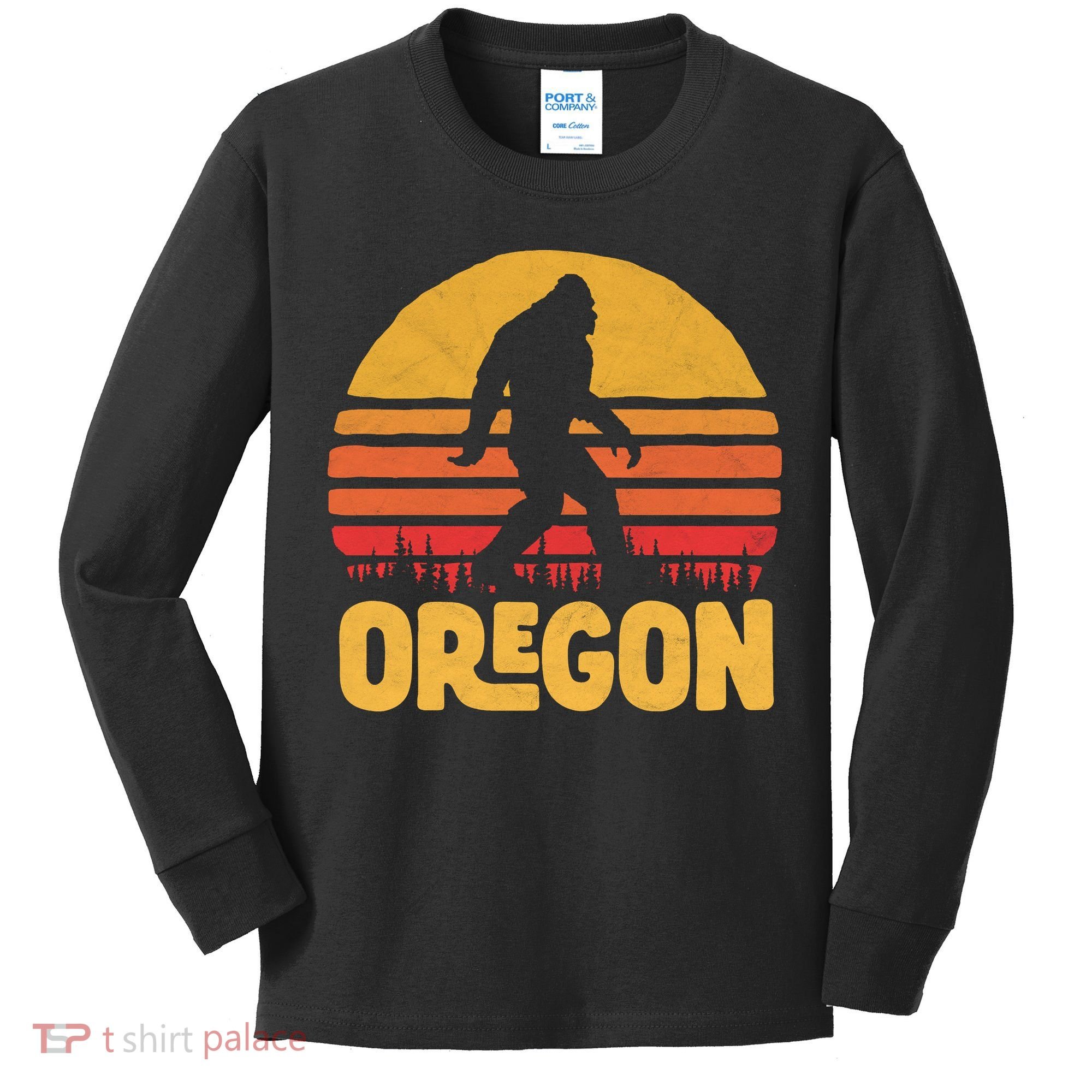 Oregon Bigfoot Sasquatch & Sun Kids Long Sleeve Shirt
