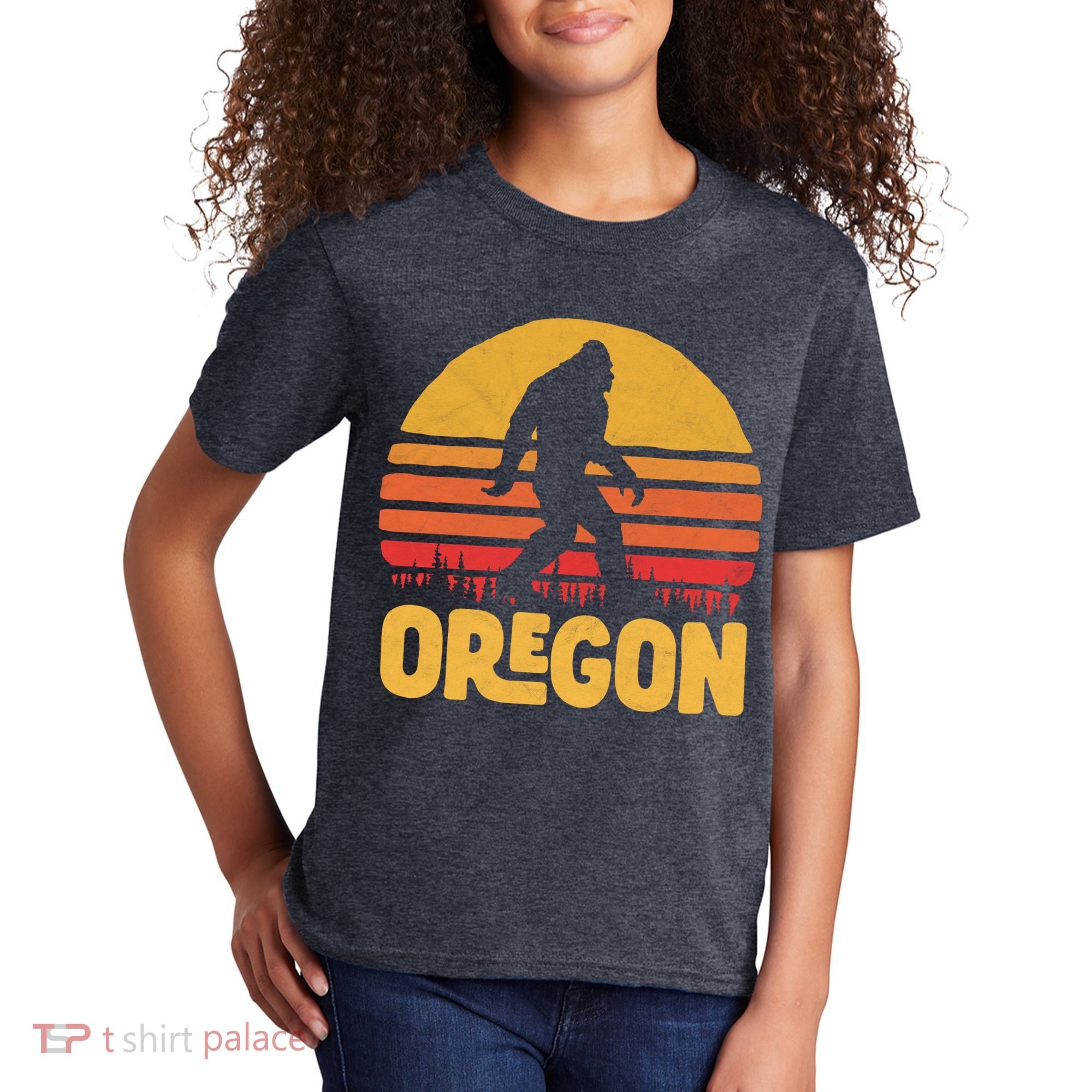 Oregon Bigfoot Sasquatch & Sun Kids T-Shirt