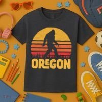 Oregon Bigfoot Sasquatch & Sun Kids T-Shirt thumb 3