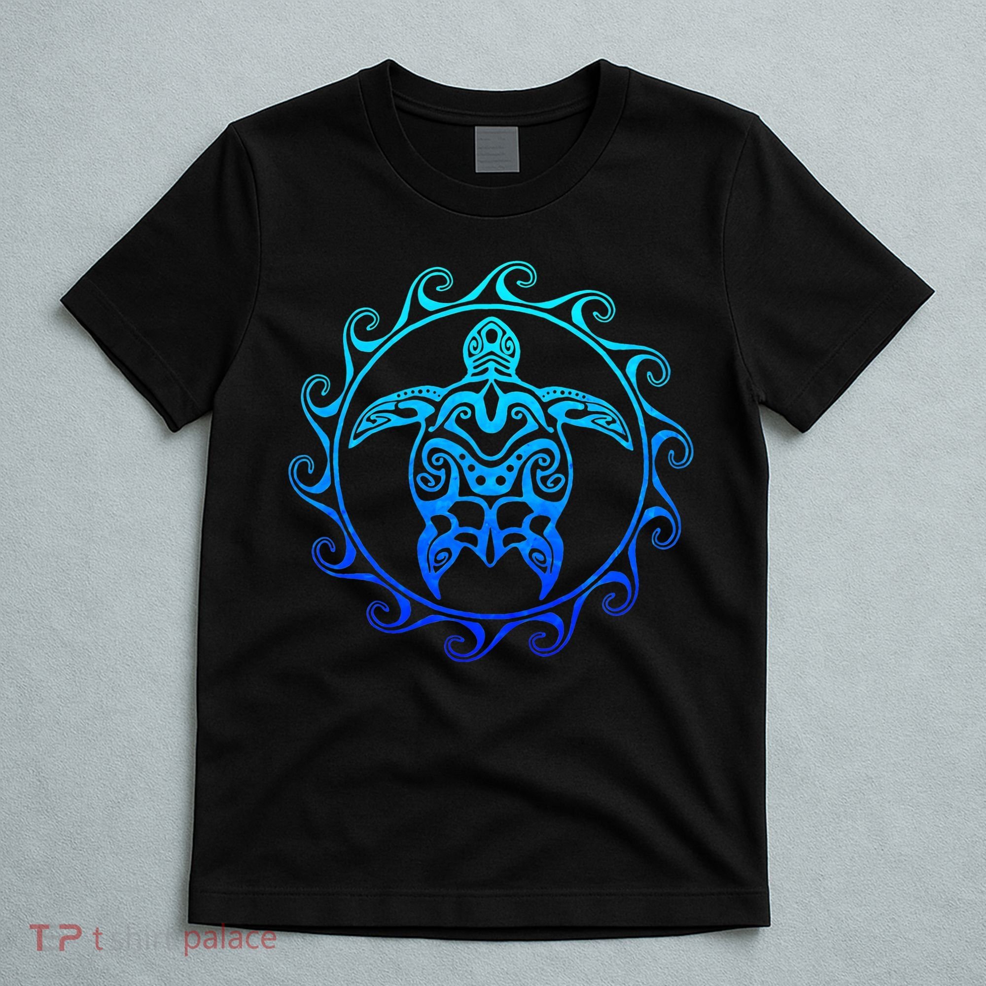 Ocean Blue Tribal Hawaiian Sea Turtle T-Shirt