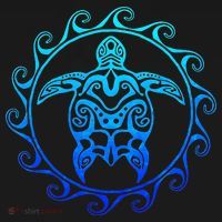 Ocean Blue Tribal Hawaiian Sea Turtle Women's Hoodie thumb 2