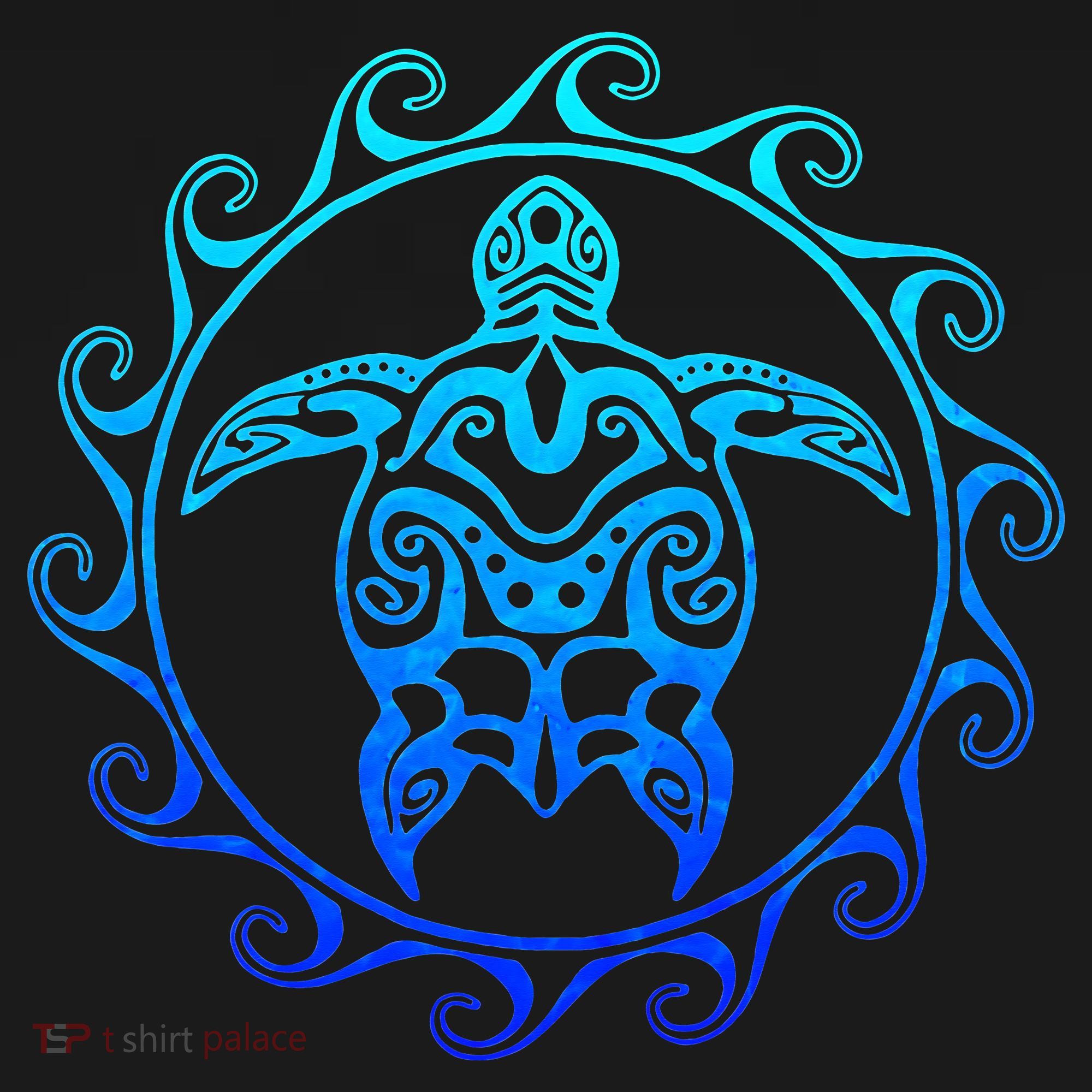 Ocean Blue Tribal Hawaiian Sea Turtle Women's Hoodie