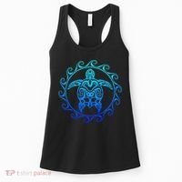Ocean Blue Tribal Hawaiian Sea Turtle Women's Tank Top thumb 0