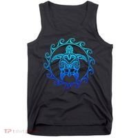 Ocean Blue Tribal Hawaiian Sea Turtle Tank Top thumb 0