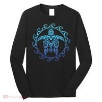 Ocean Blue Tribal Hawaiian Sea Turtle Long Sleeve Shirt thumb 0
