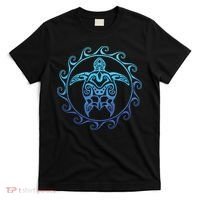 Ocean Blue Tribal Hawaiian Sea Turtle T-Shirt thumb 0