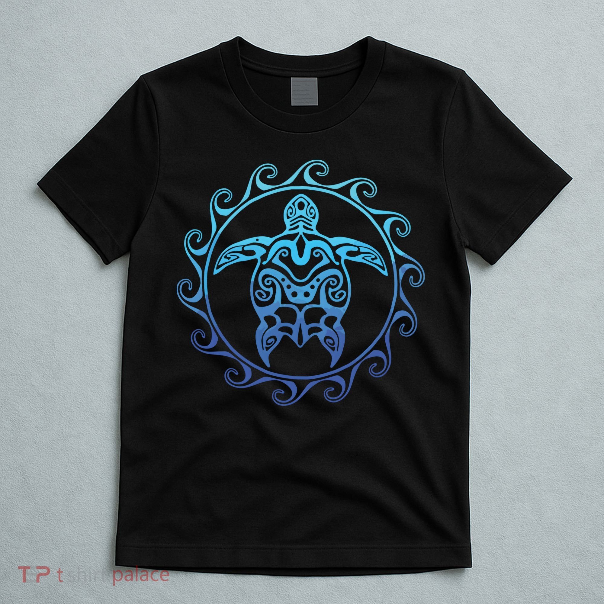 Ocean Blue Tribal Hawaiian Sea Turtle T-Shirt