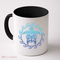 Ocean Blue Tribal Hawaiian Sea Turtle Coffee Mug thumb 0
