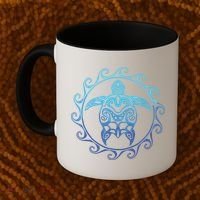 Ocean Blue Tribal Hawaiian Sea Turtle Coffee Mug thumb 2