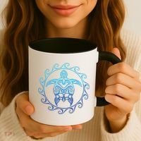 Ocean Blue Tribal Hawaiian Sea Turtle Coffee Mug thumb 3