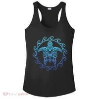 Ocean Blue Tribal Hawaiian Sea Turtle Ladies PosiCharge Competitor Racerback Tank thumb 0