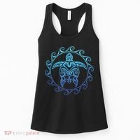 Ocean Blue Tribal Hawaiian Sea Turtle Women's Tank Top thumb 0