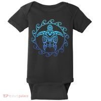 Ocean Blue Tribal Hawaiian Sea Turtle Baby Bodysuit thumb 0