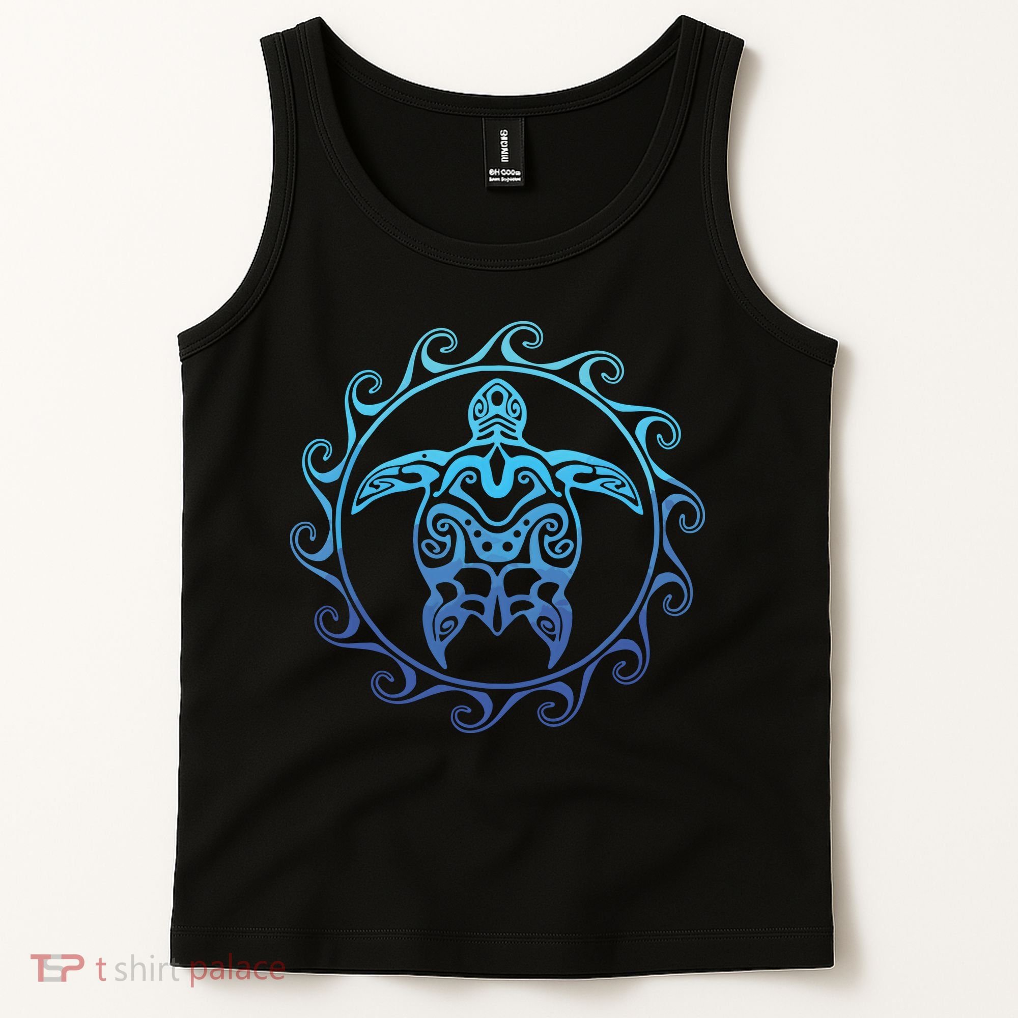 Ocean Blue Tribal Hawaiian Sea Turtle Tank Top