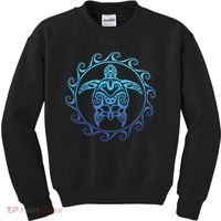 Ocean Blue Tribal Hawaiian Sea Turtle Kids Sweatshirt thumb 0