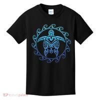 Ocean Blue Tribal Hawaiian Sea Turtle Kids T-Shirt thumb 0