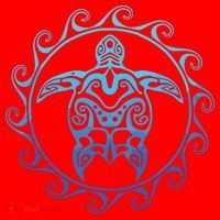 Ocean Blue Tribal Hawaiian Sea Turtle Santa Hat thumb 1