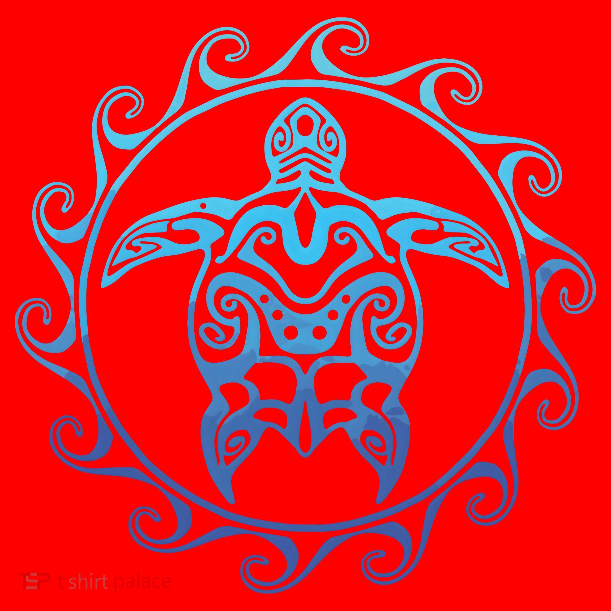 Ocean Blue Tribal Hawaiian Sea Turtle Santa Hat
