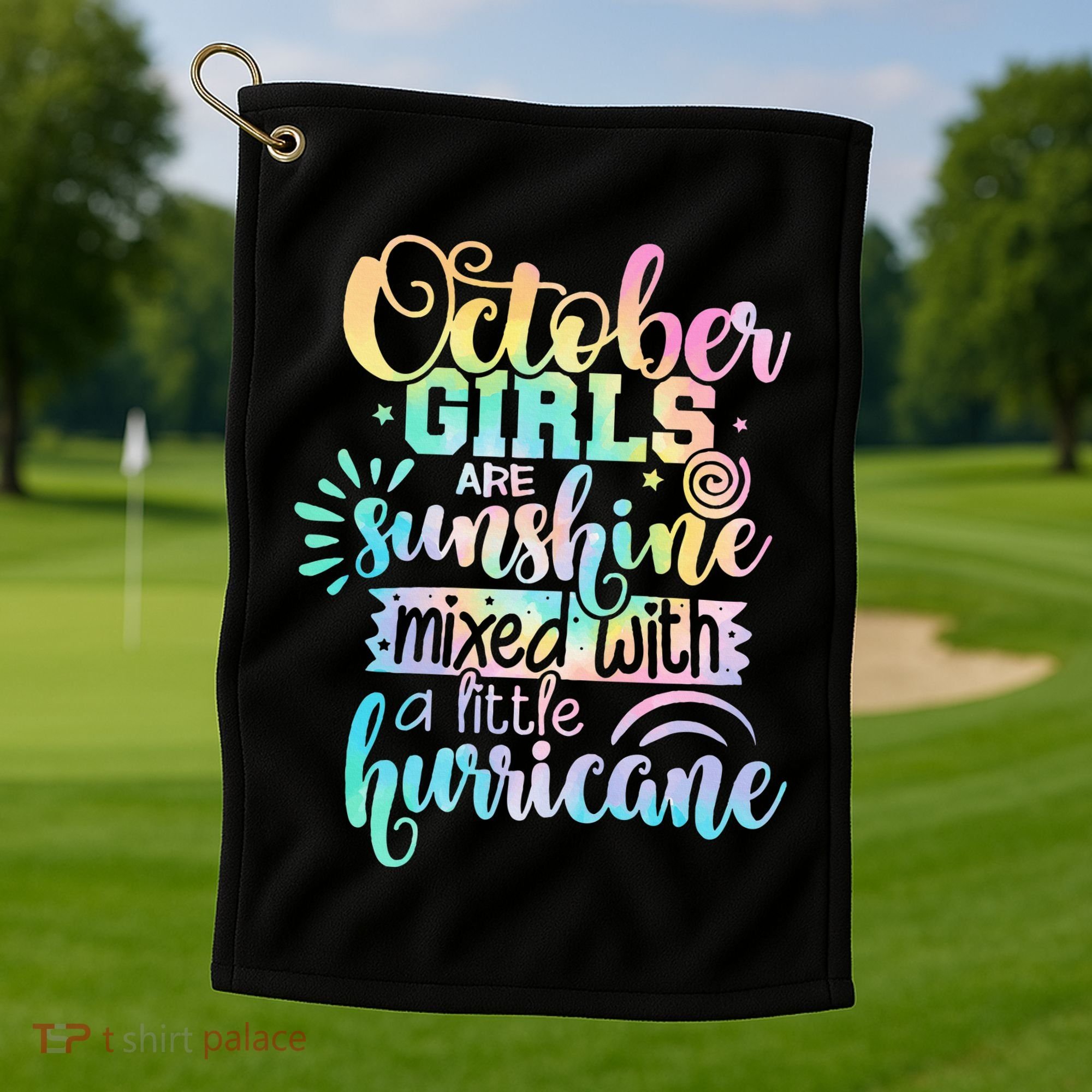 October Birthday Tie Die Golf Towel