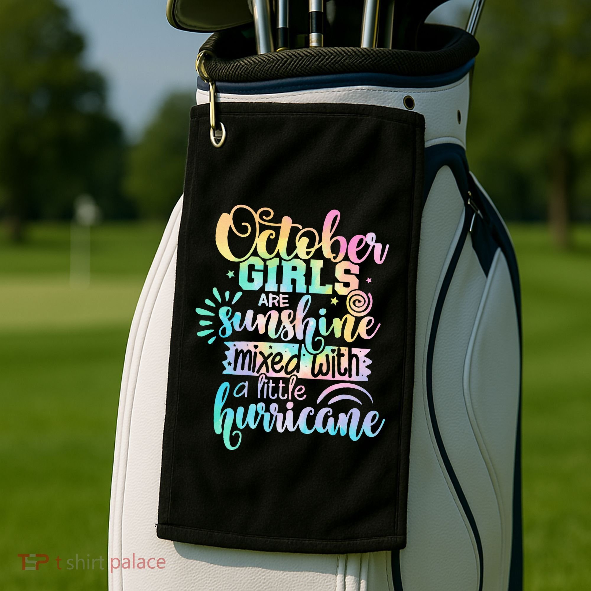 October Birthday Tie Die Golf Towel