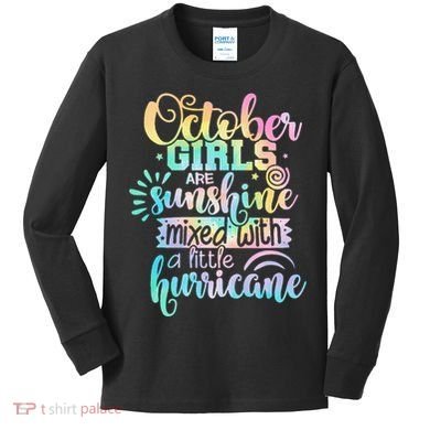 October Birthday Tie Die Kids Long Sleeve Shirt